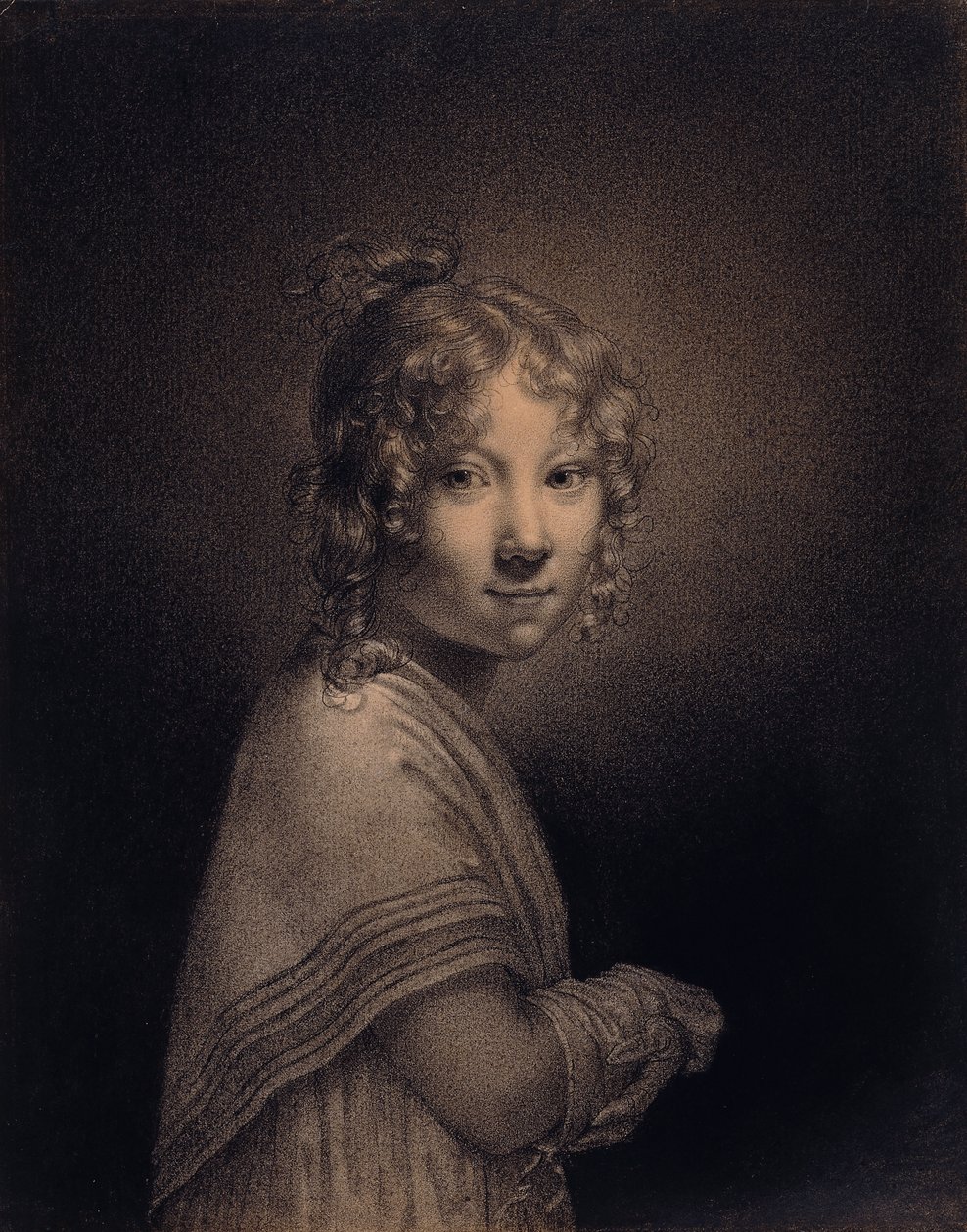 Bir Kızın Portresi, yarım uzunlukta, by Louis Leopold Boilly
