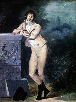 Bir Bahçede Otoportre (kağıt üzerine guaj boya) by Louis Leopold Boilly