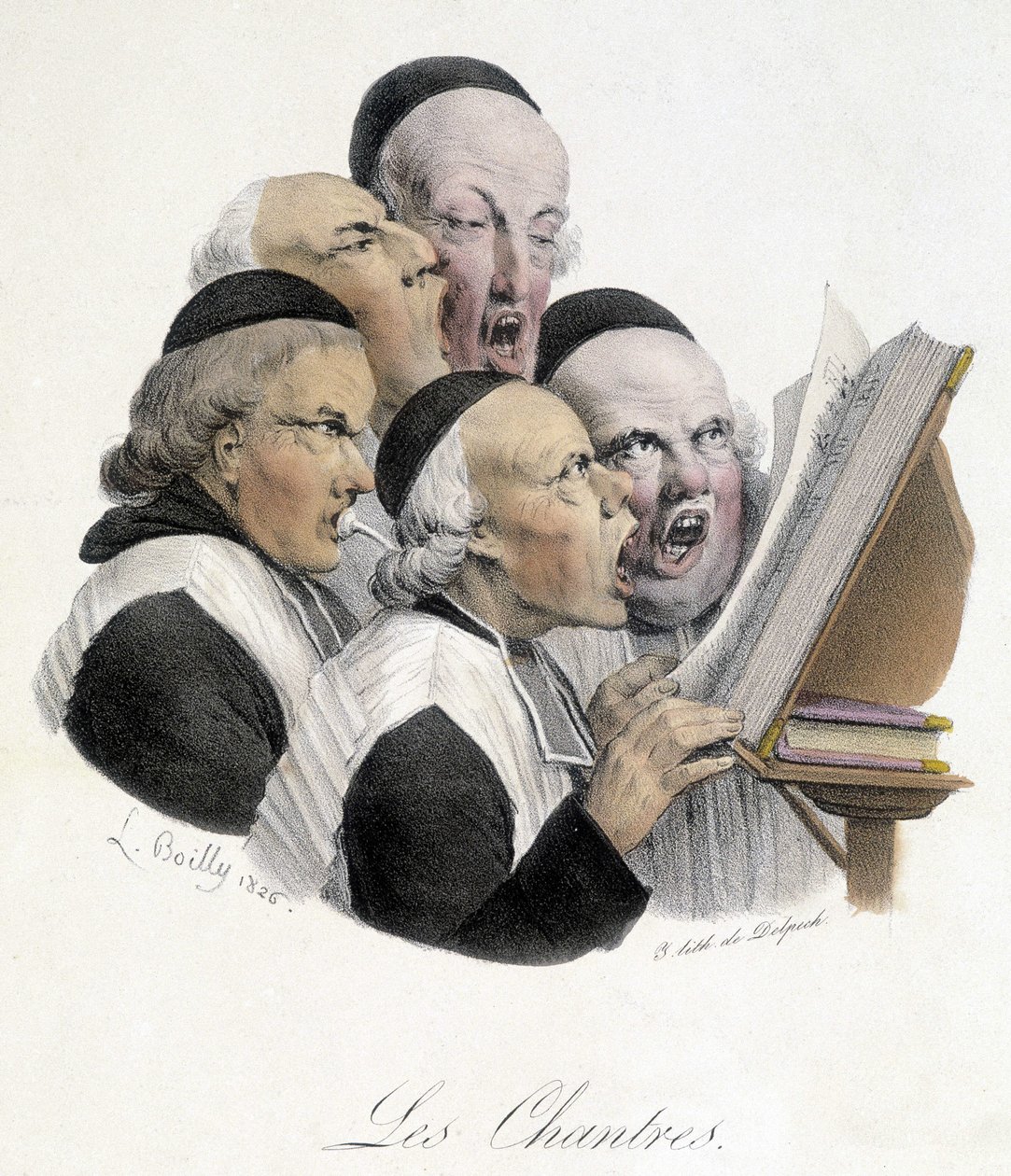 Şarkı söyleyen din adamları (Les chantres). L. Boilly