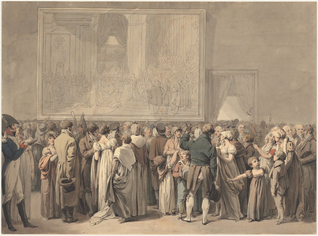 Louvre Salonunda Halk, "Kutsal" Tablosunu Görüntülerken, 1808'de başladı (kalem, mürekkep ve sulu boya) by Louis Leopold Boilly