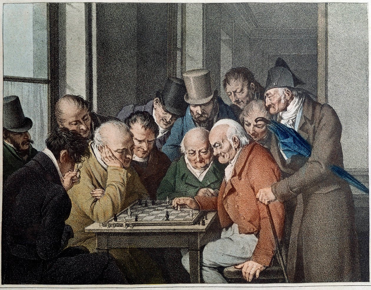 Louis Leopold Boilly (1761-1845) tarafından satranç oyunu oyunu Litografi by Louis Leopold Boilly
