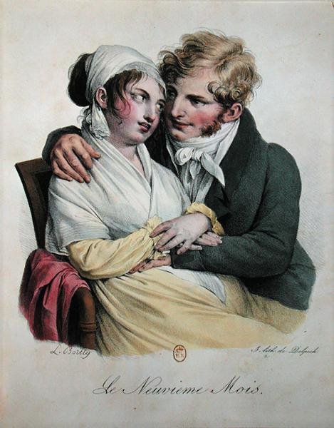 Gebeliğin dokuzuncu ayı, c.1825 (renkli taş) by Louis Leopold Boilly