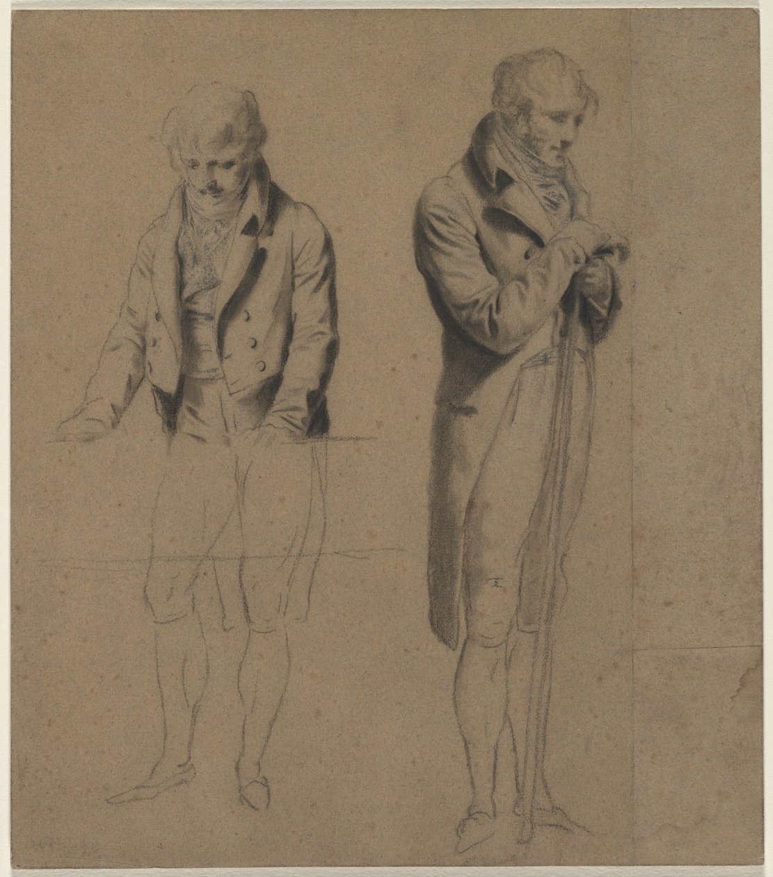 İki Ayakta Figür (Bilardo Oyunu Çalışması) by Louis Leopold Boilly