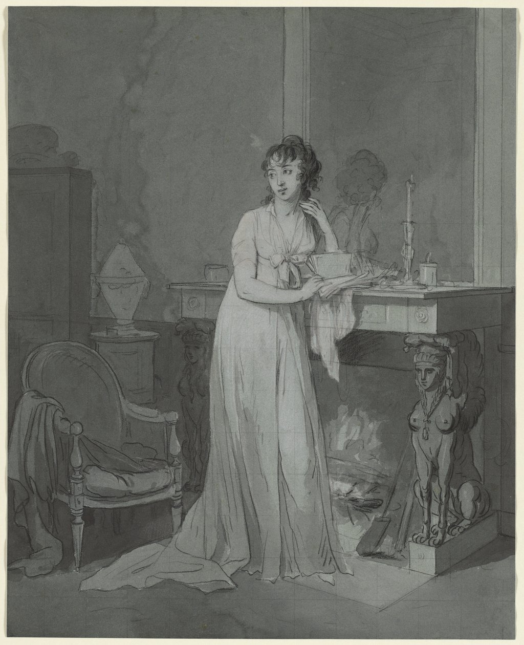 Şömine Önünde Kadın, c. 1803. by Louis Leopold Boilly