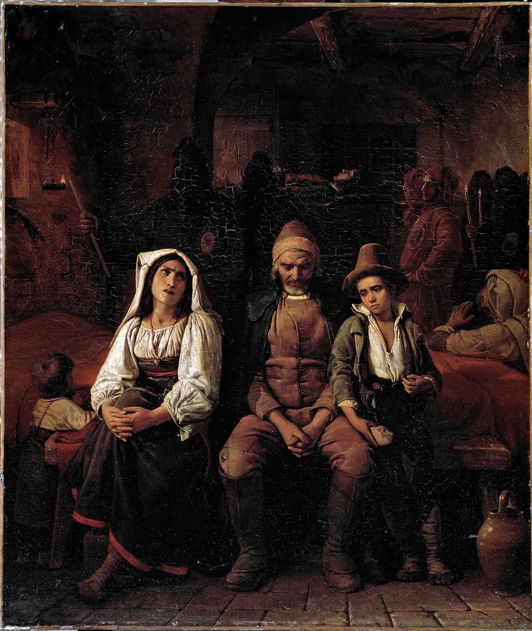 Louis Leopold Robert (1794-1835) tarafından Roma Ülkesinde Cenaze Tablosu - Genes Galleria d