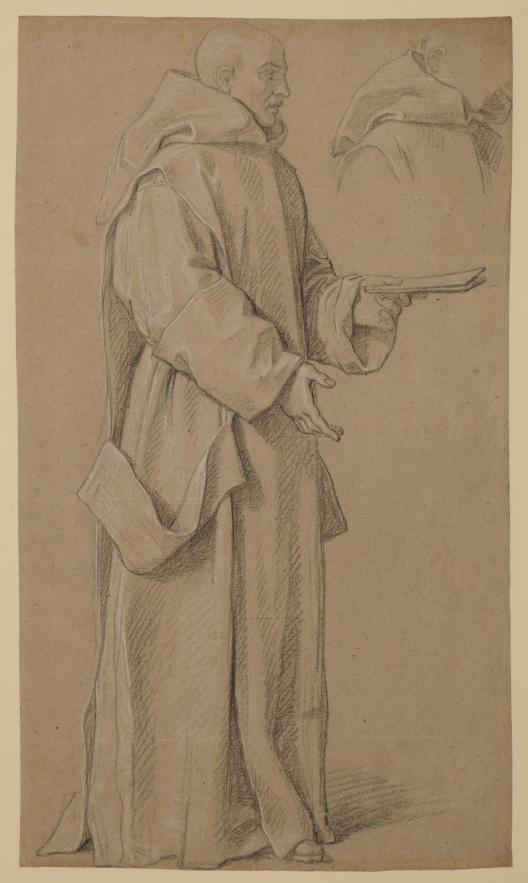 Ayakta duran keşiş ve bir kukuleta çalışması by Louis Licherie de Beuron (attr. to)