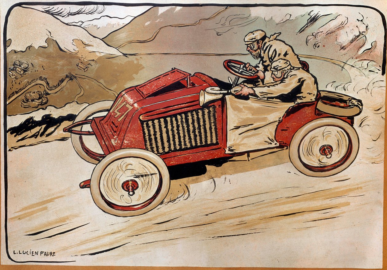 Otomobil: Bir yarış arabası. Marcel Renault (1872-1903) ve Rene Vauthier, 1902