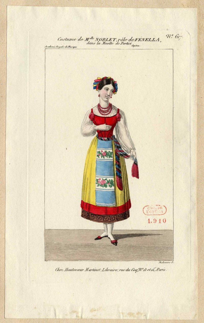 Bayan Noblet Fenella olarak. Opera La muette de Portici için kostüm tasarımı, 1828. by Louis Maleuvre