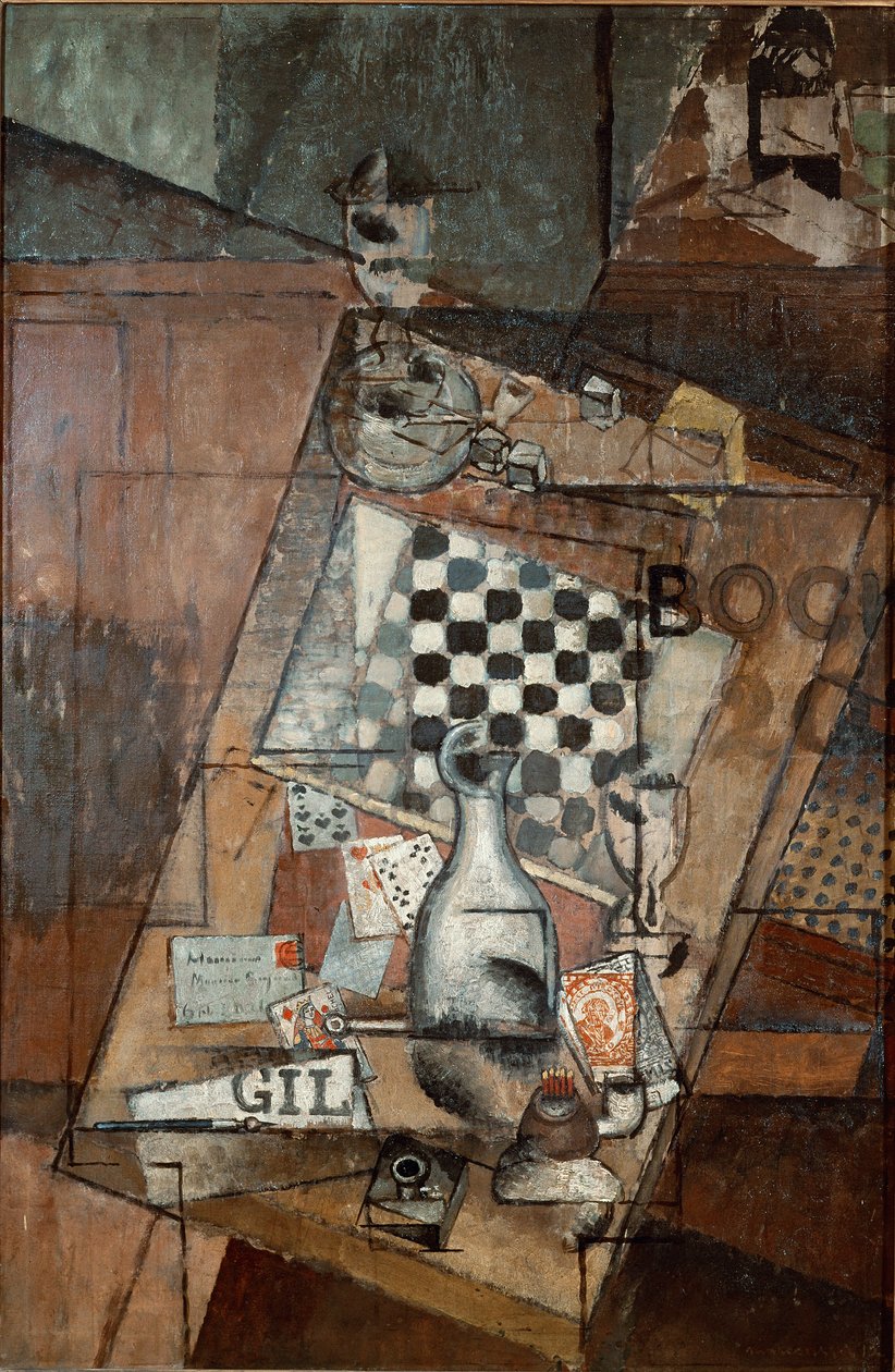 Natürmort Bir Satranç Tablosu Louis Markus dit Louis Marcoussis (1878-1941) 1912 Güneş. 143x97 cm Paris, Ulusal Modern Sanat Müzesi, Centre Georges Pompidou by Louis Marcoussis