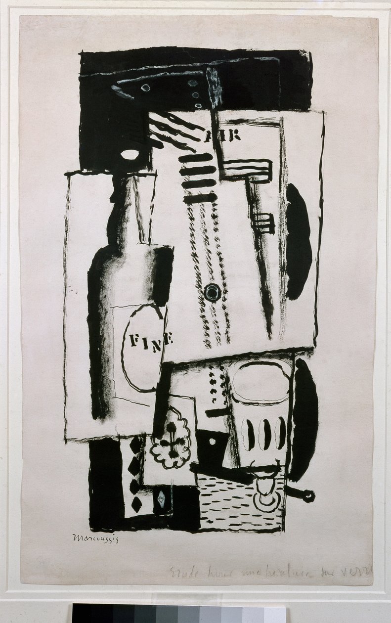 Natürmort, cam üzerine bir resim için çalışma (resim, 20. yüzyıl) by Louis Marcoussis