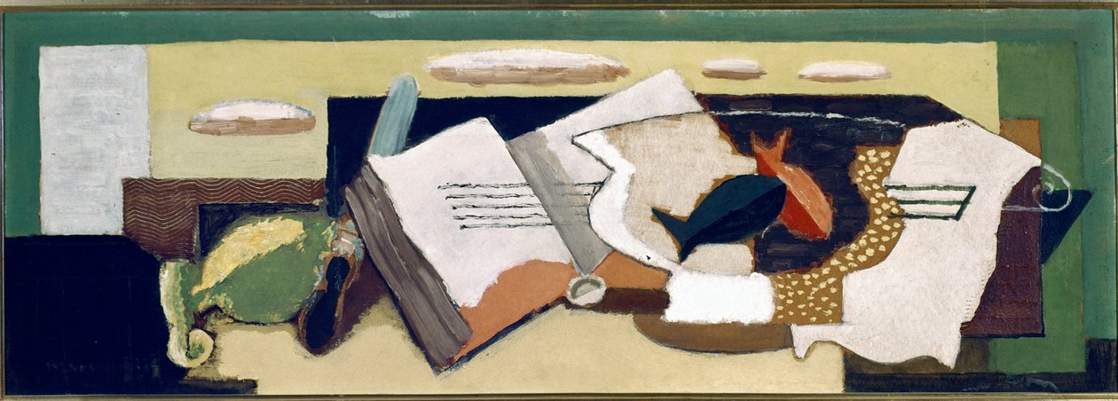 Japon balığı ile vazo (tuval üzerine yağlı boya by Louis Marcoussis