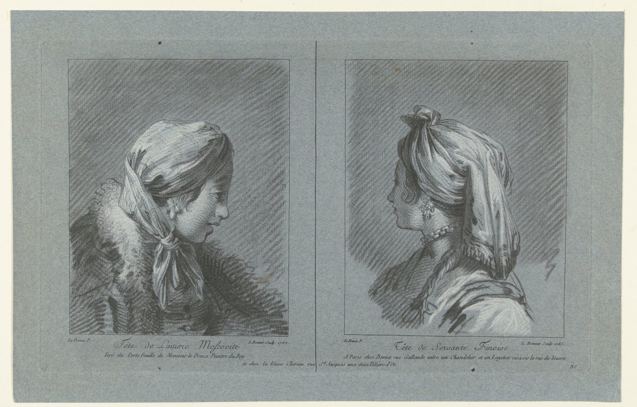Muscovy Sütçü Kızın ve Fin Hizmetçinin Portresi Tete de laitiere Moscovite (nesne üzerindeki başlık) Tete de Servante Finoise (nesne üzerinde başlık) by Louis Marin Bonnet