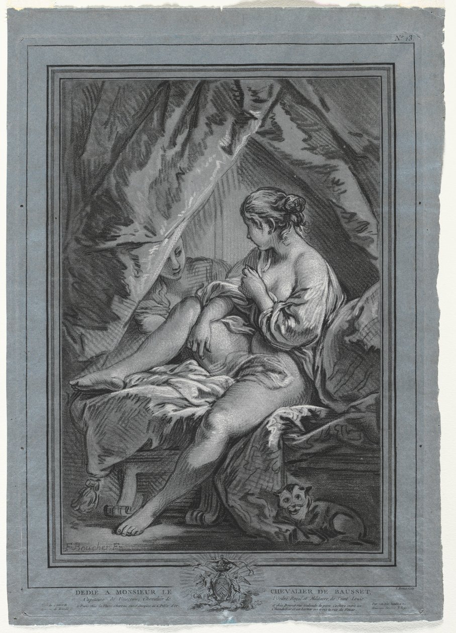 Yatakta Oturan Genç Kadın, 1764-1767. by Louis Marin Bonnet