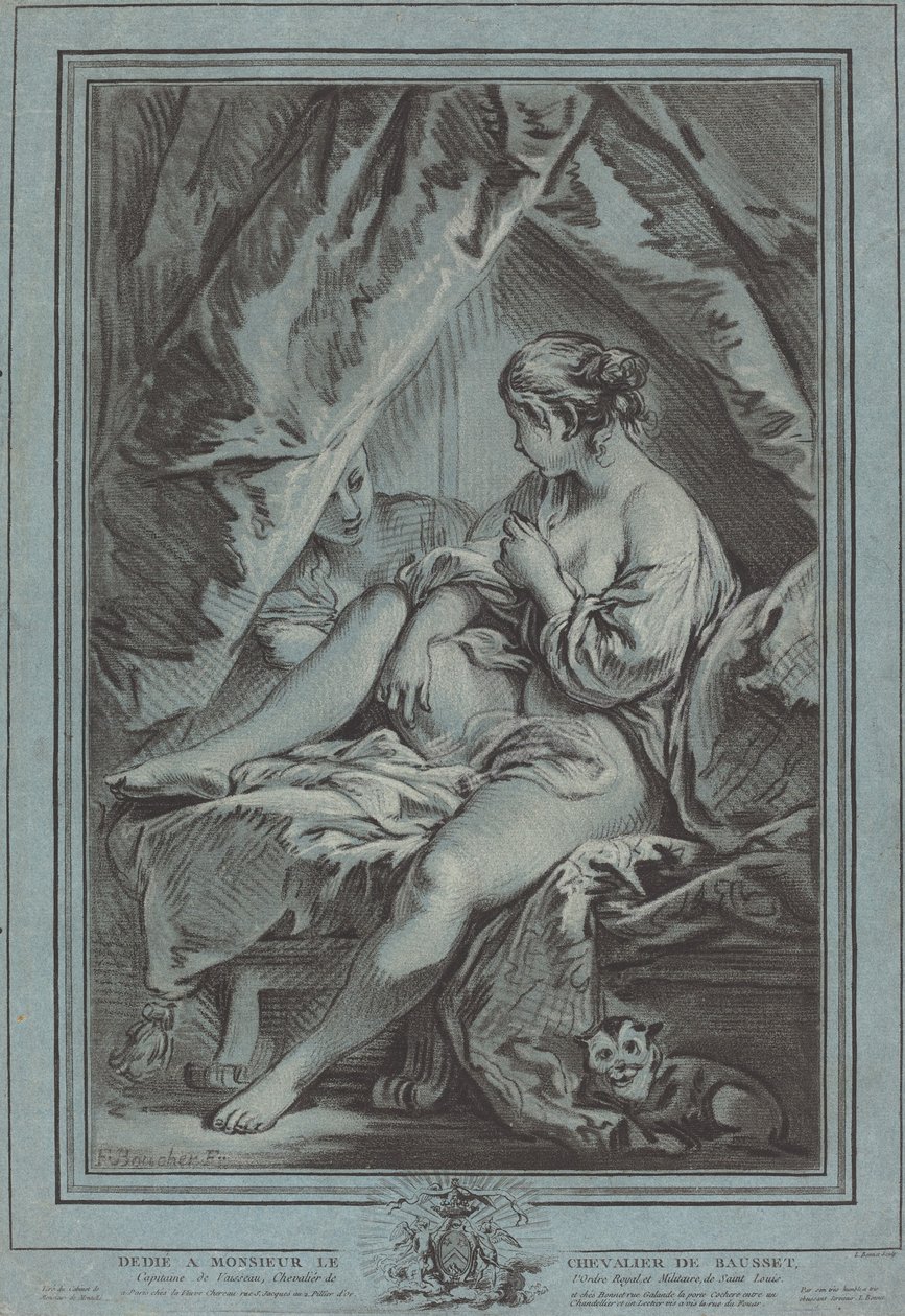 Yatakta Oturan Genç Kadın by Louis Marin Bonnet after François Boucher