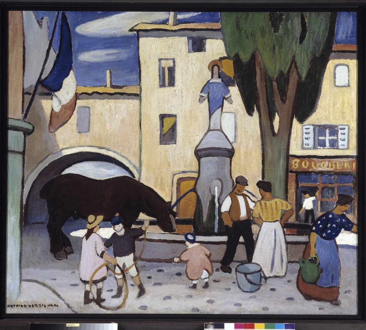 Siyah atlı Trets çeşmesi Tablo Louis-Mathieu Verdilhan (1875-1928) 20. yüzyıl Zorunlu söz: Provence, Marsilya'nın koleksiyon vakfı saygıları by Louis Mathieu Verdilhan
