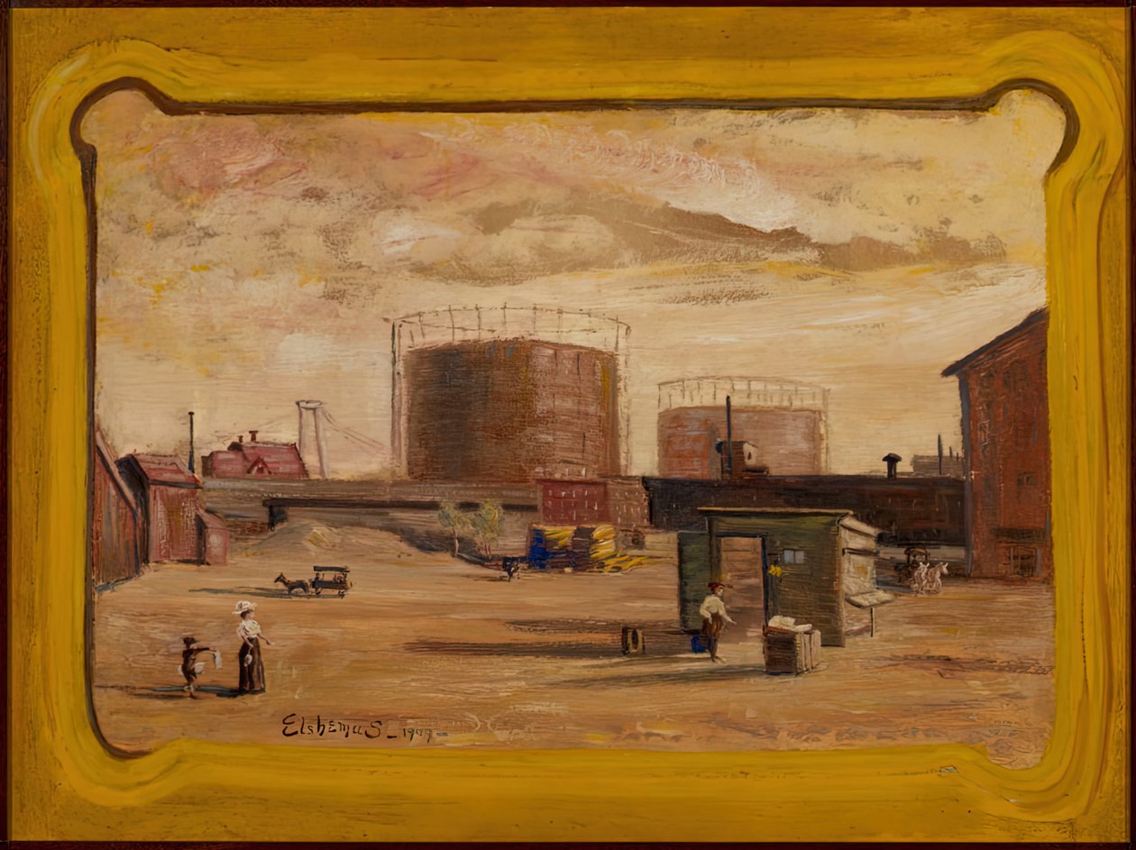 23. Caddenin Sonundaki Gaz Tankları, New York, 1909. by Louis Michel Eilshemius
