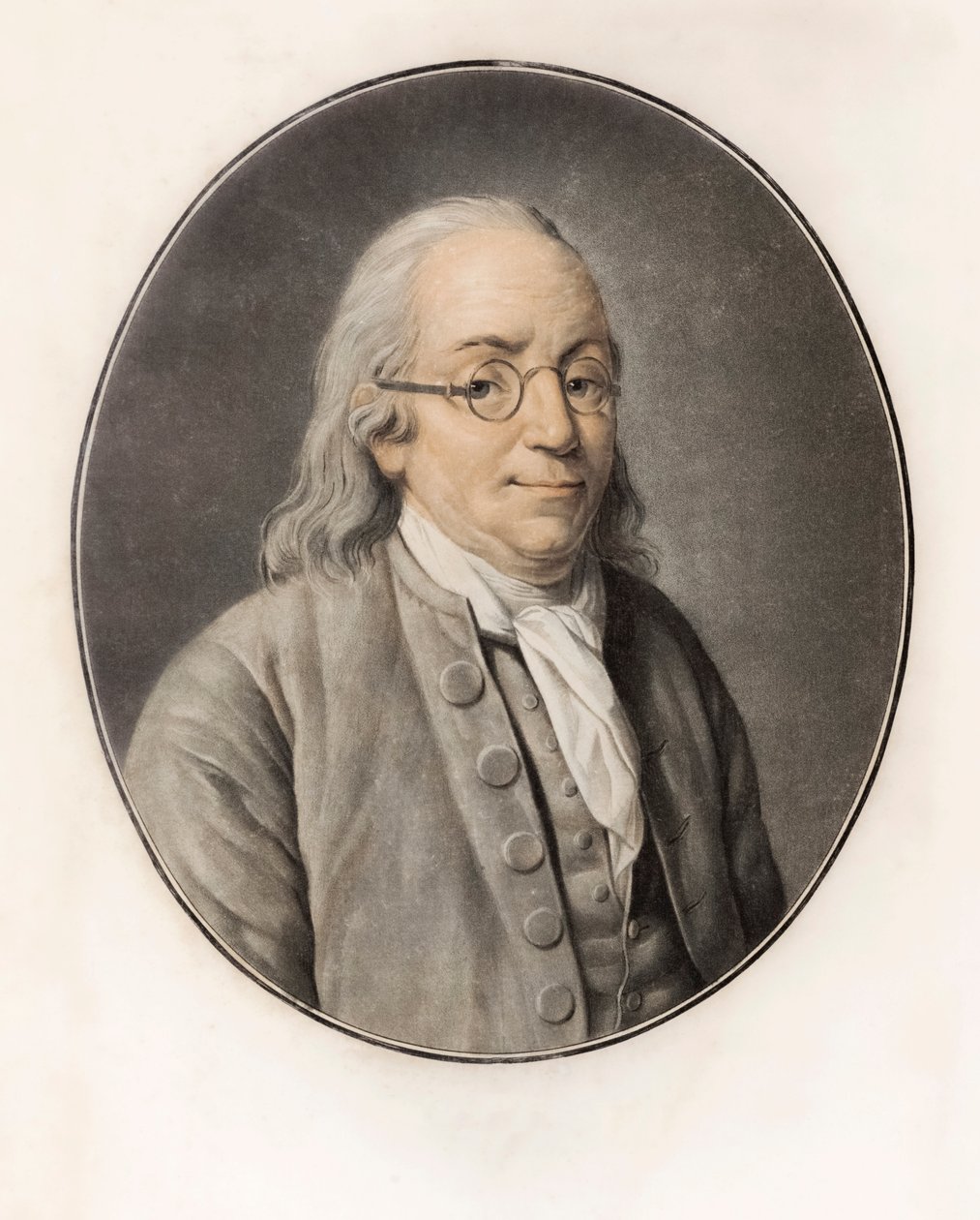 Benjamin Franklin. Portre (gravür) by Louis Michel van (after) Loo