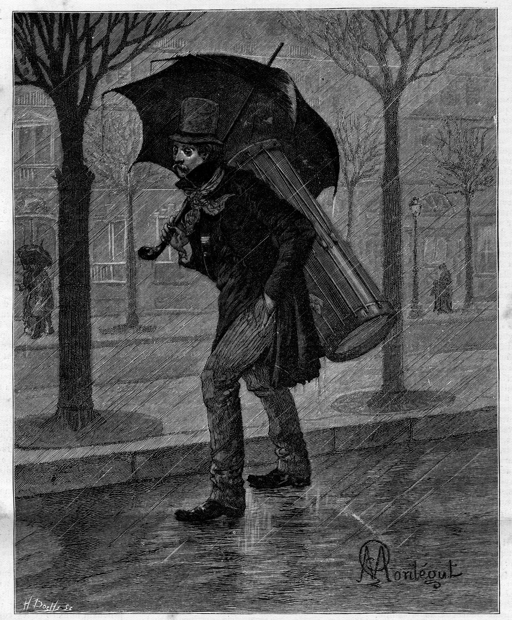 Zavallı hasat! Zavallı ıslak ağustosböceği! ... Paris sokaklarında yağmurda yürürken sefalet içinde davulcu. Alphonse Daudet