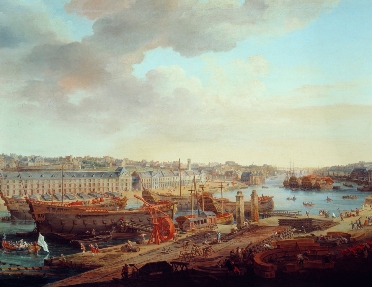 Tersane: “” Brest Şehri”” Detay. Louis Nicolas van Blarenberghe (1716-1794) 1774 tarafından boyama by Louis Nicolas van Blarenberghe