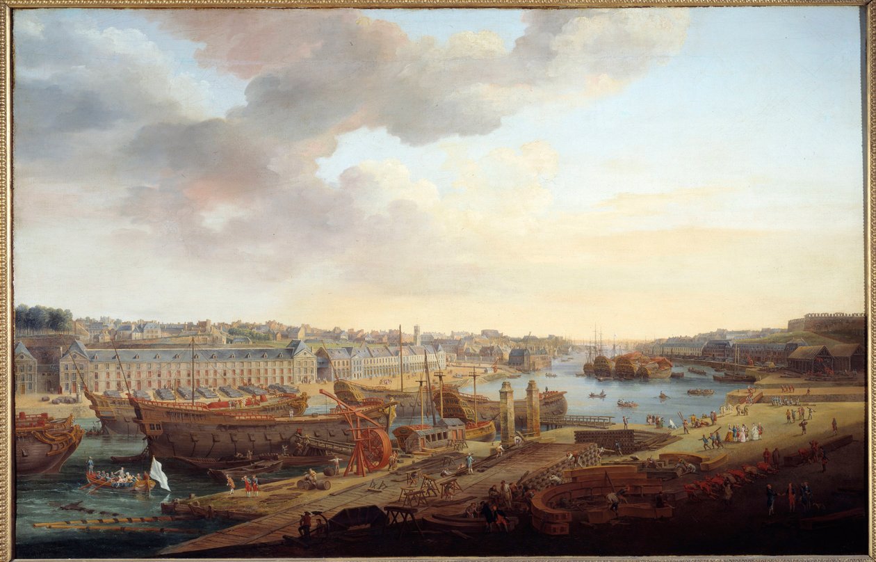 Tersane: “” Brest limanı”” Resim Louis Nicolas van Blarenberghe (1716-1794) 1774 Güneş. 1.25x1.93m Brest, Güzel Sanatlar Müzesi by Louis Nicolas van Blarenberghe