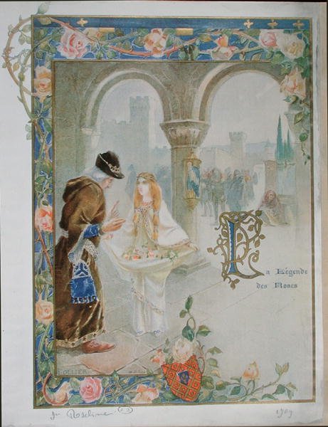 Villeneuve Aziz Rosalina (1267-1329) c.1900 (renkli taş) by Louis Ollier