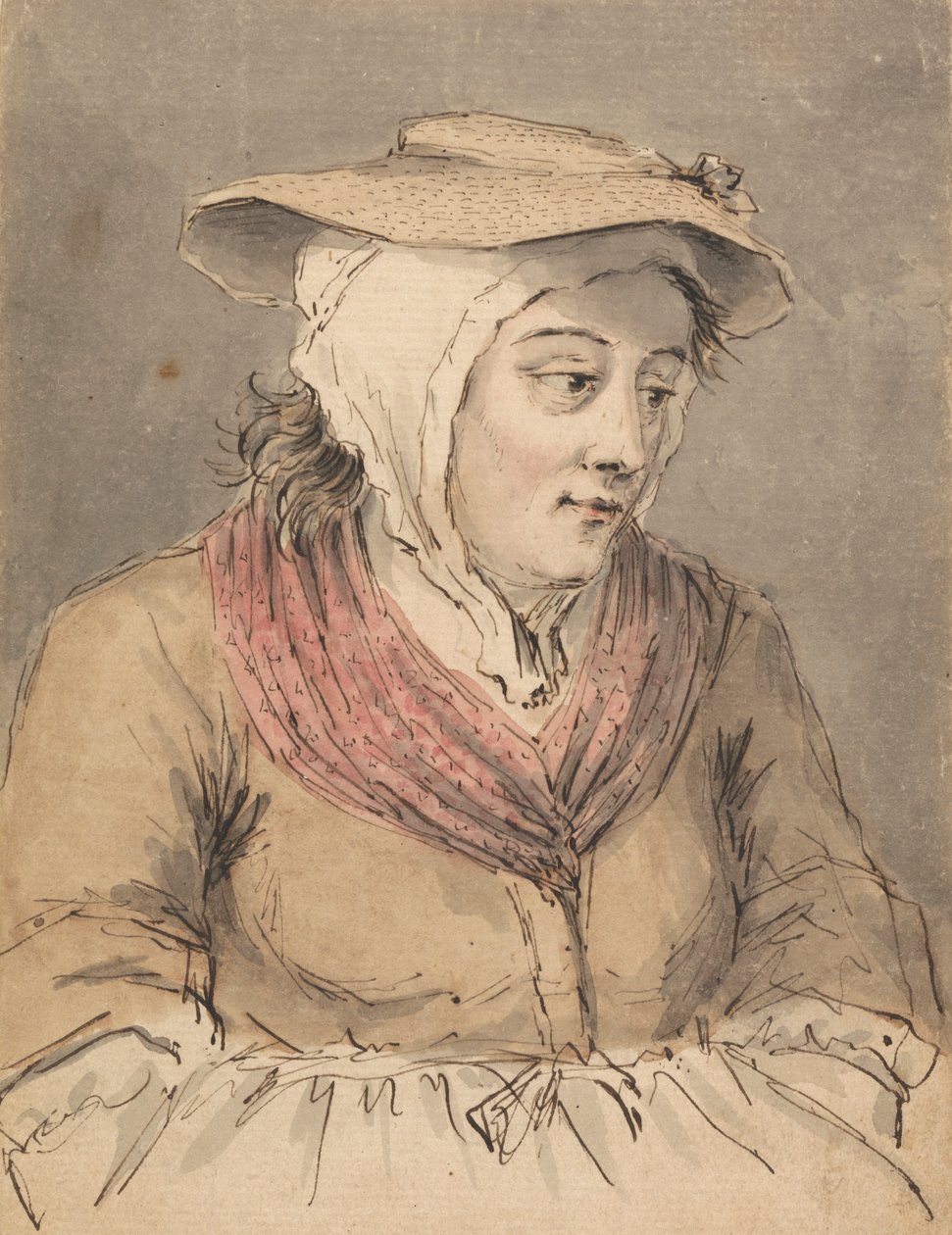 Bir Balıkçı Kadın, Elleri Önlüğün Altında by Louis Philippe Boitard