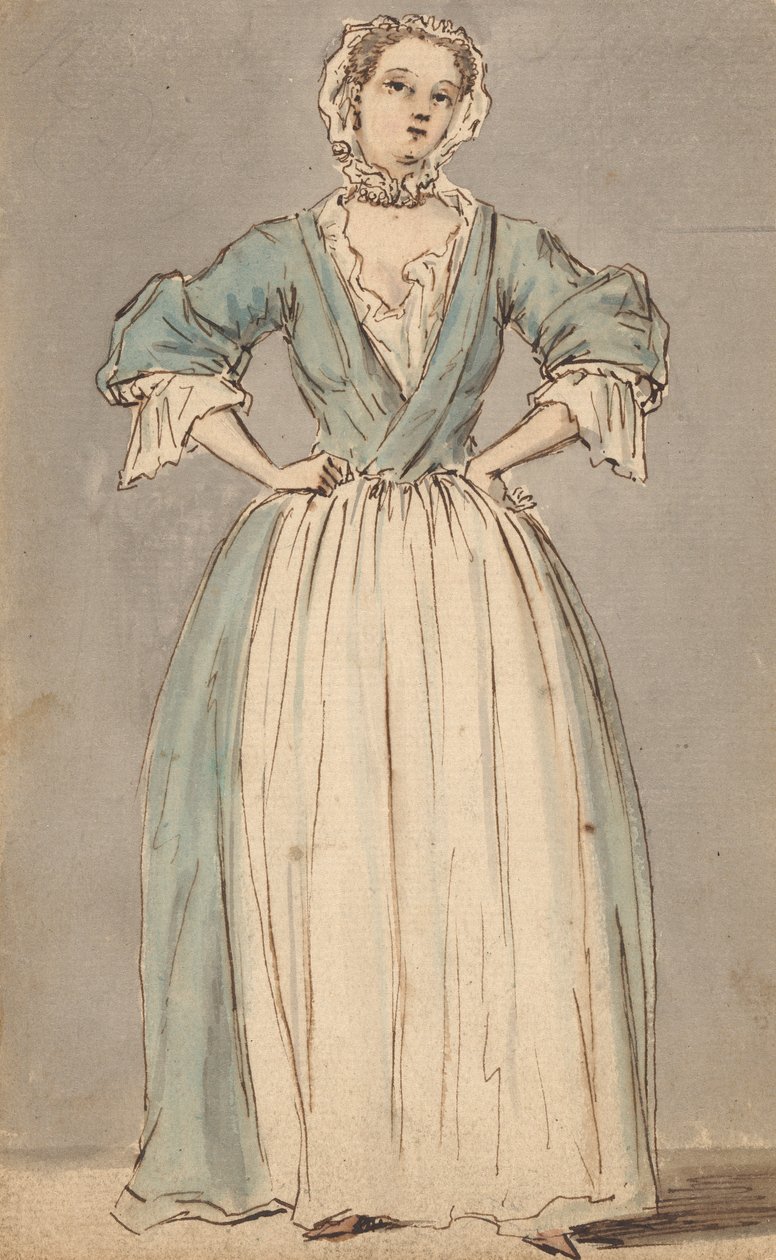 Mavi Elbiseli Genç Bir Kadın by Louis Philippe Boitard