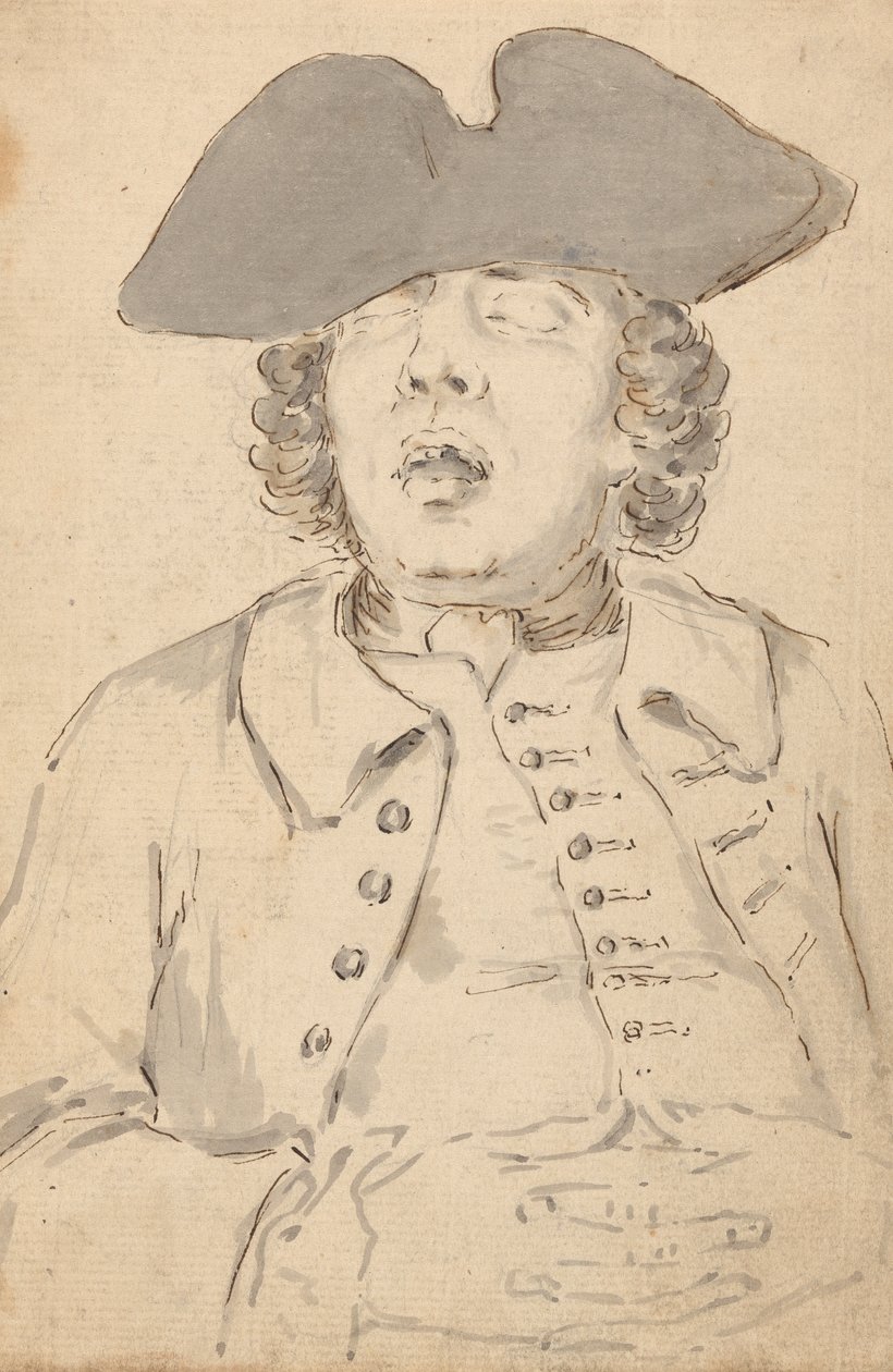 Ağzı Tamamen Açık ve Elleri Çapraz Uyuyan Adam by Louis Philippe Boitard