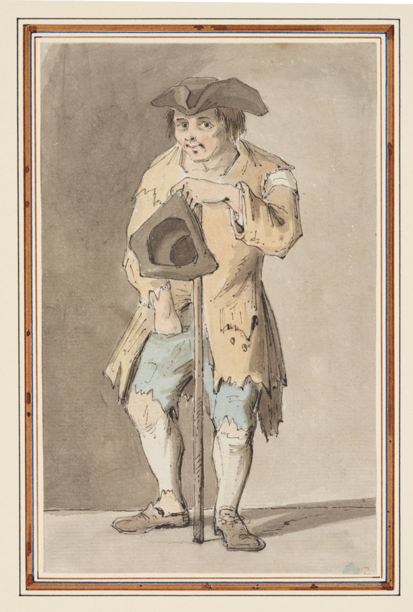 Bir dilencinin incelenmesi (kalem, kalem ve mürekkep ve kağıt üzerine sulu boya) by Louis Philippe Boitard