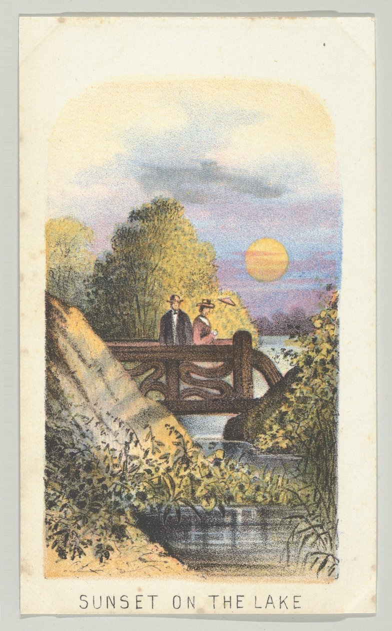 Gölde Gün Batımı, diziden, Manzaralar Central Park, New York, Bölüm 2, 1864. by Louis Prang