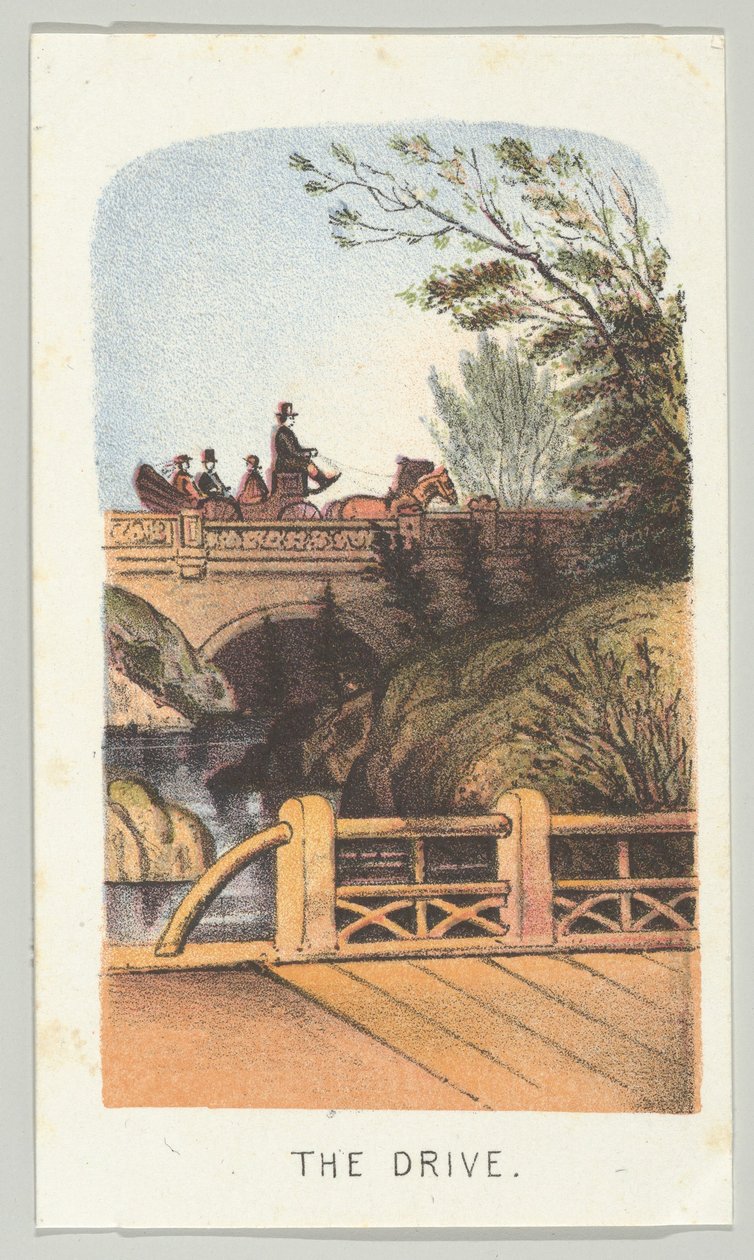 The Drive, diziden, Views in Central Park, New York, Bölüm 2, 1864. by Louis Prang
