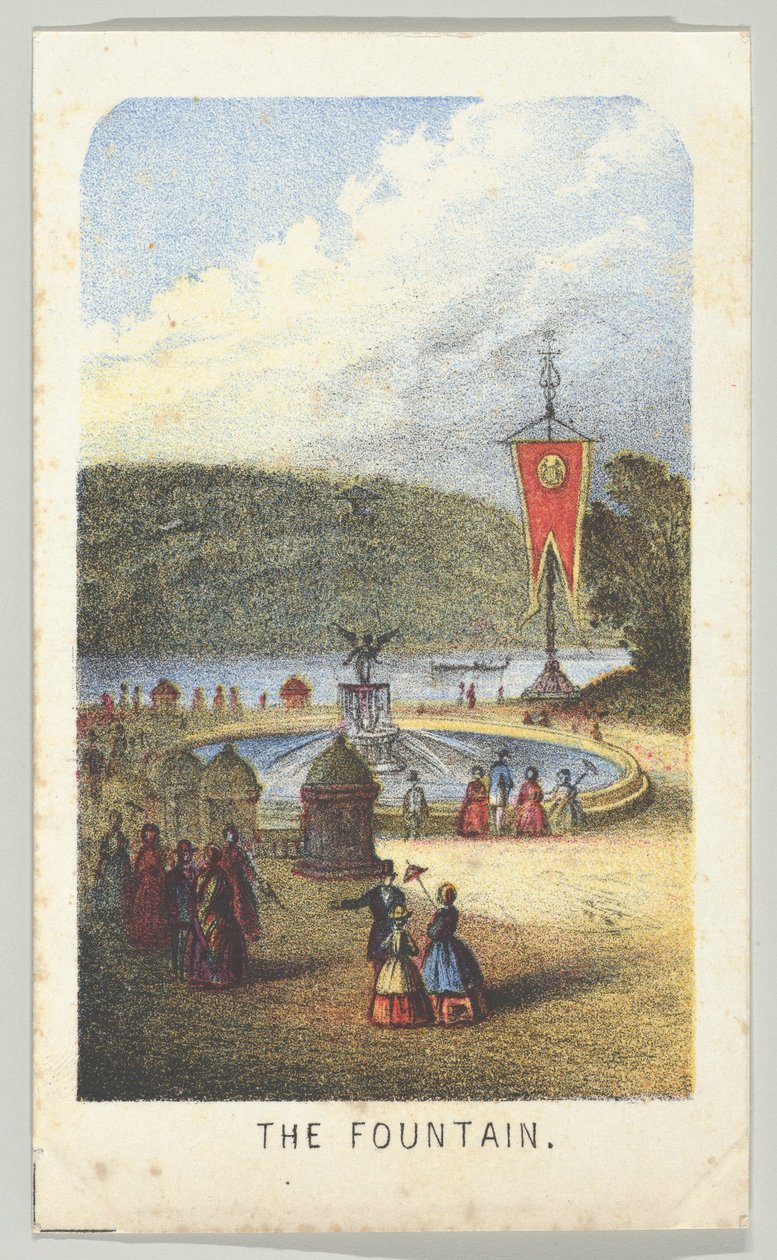 Çeşme, diziden, Manzaralar Central Park, New York, Bölüm 3, 1864. by Louis Prang