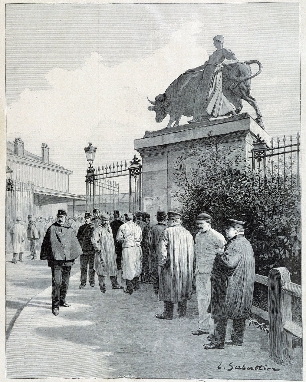 Villette mezbahasındaki grevciler by Louis Remy Sabattier