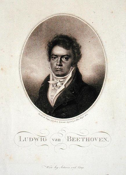 Ludwig van Beethoven (1770-1827), Blasius Hofel (1792-1963) 1814 (mezzotint) tarafından oyulmuş by Louis Rene (after) Letronne