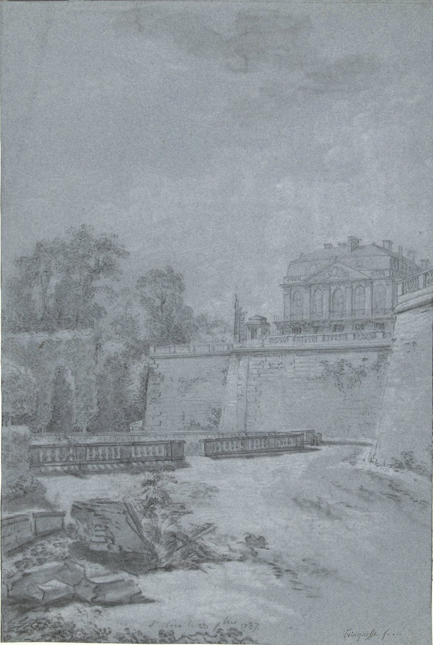 Parkın görünümü ve Saint-Cloud kalesinin bir kanadı by Louis Rolland Trinquesse