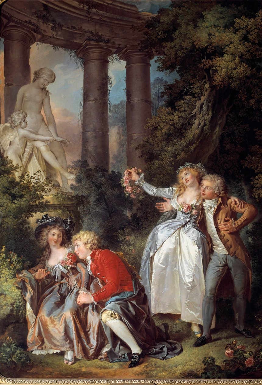 Antik kalıntıların romantik bir manzarasında Galante Venüs Sahnesi sunuyor. Louis Trinquesse (1746-1800) 1786 Sun tarafından tablo. 1.30 x 0.98 m. Dijon. güzel Sanatlar Müzesi by Louis Rolland Trinquesse