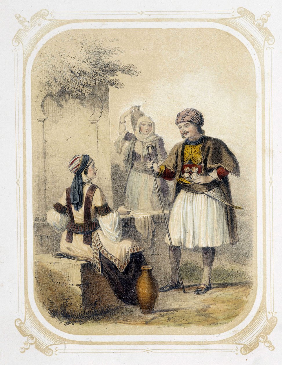 Yunanistan sakinleri - Louis Lassalle tarafından resmedilen “Genç Gezginin Albümü”nde by Louis Simon Lassalle