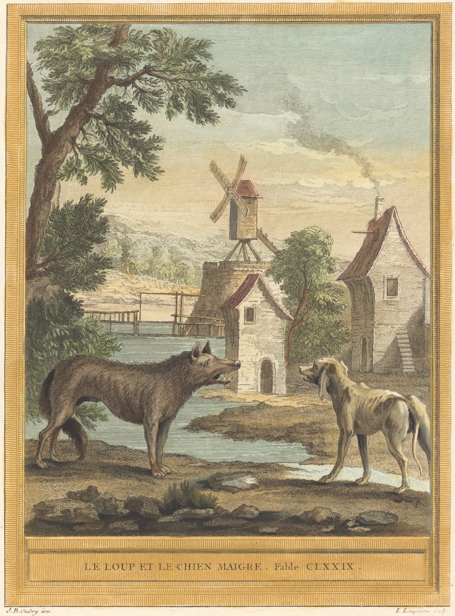Kurt ve İnce Köpek by Louis Simon Lempereur after Jean Baptiste Oudry