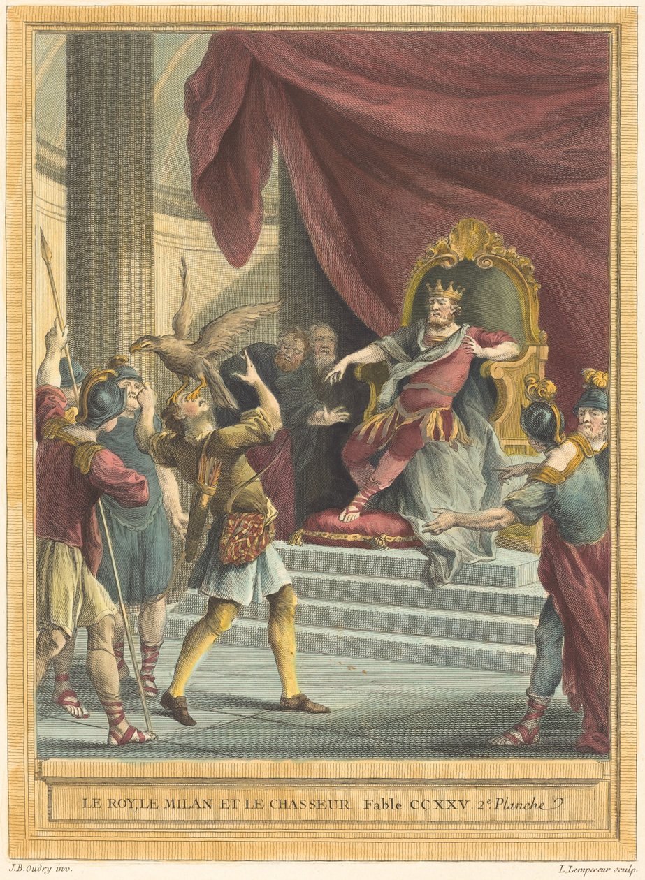 Kral, Uçurtma ve Avcı by Louis Simon Lempereur after Jean Baptiste Oudry