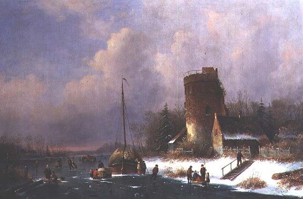 Hollanda Kış Manzarası (tuval üzerine yağlı boya) by Louis Smets