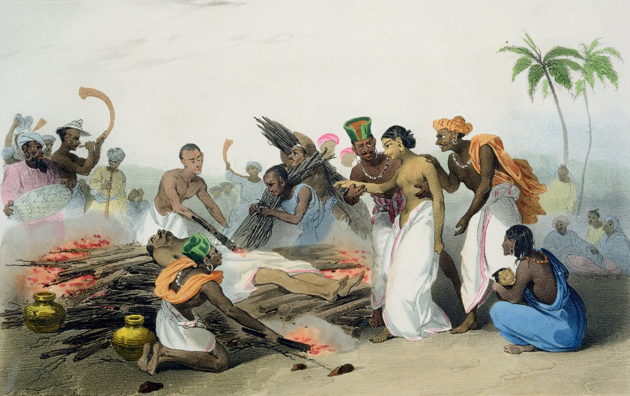 Suttee, Jean Henri Marlet (1770-1848) ve Co., 1827-35 tarafından oyulmuş, M.E. Burnouf