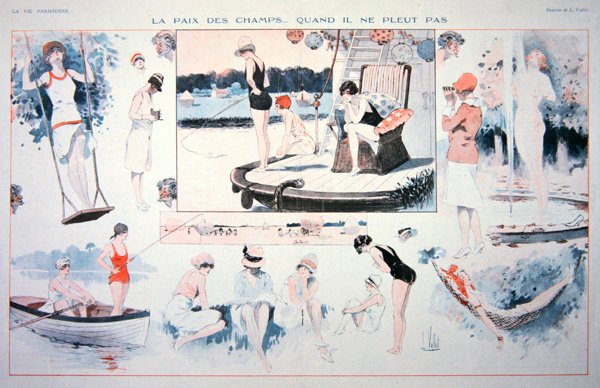 Kırlarda huzurlu zamanlar...yağmurun yağmadığı zamanlar!, 1930 dolayları (renkli taş) by Louis Vallet