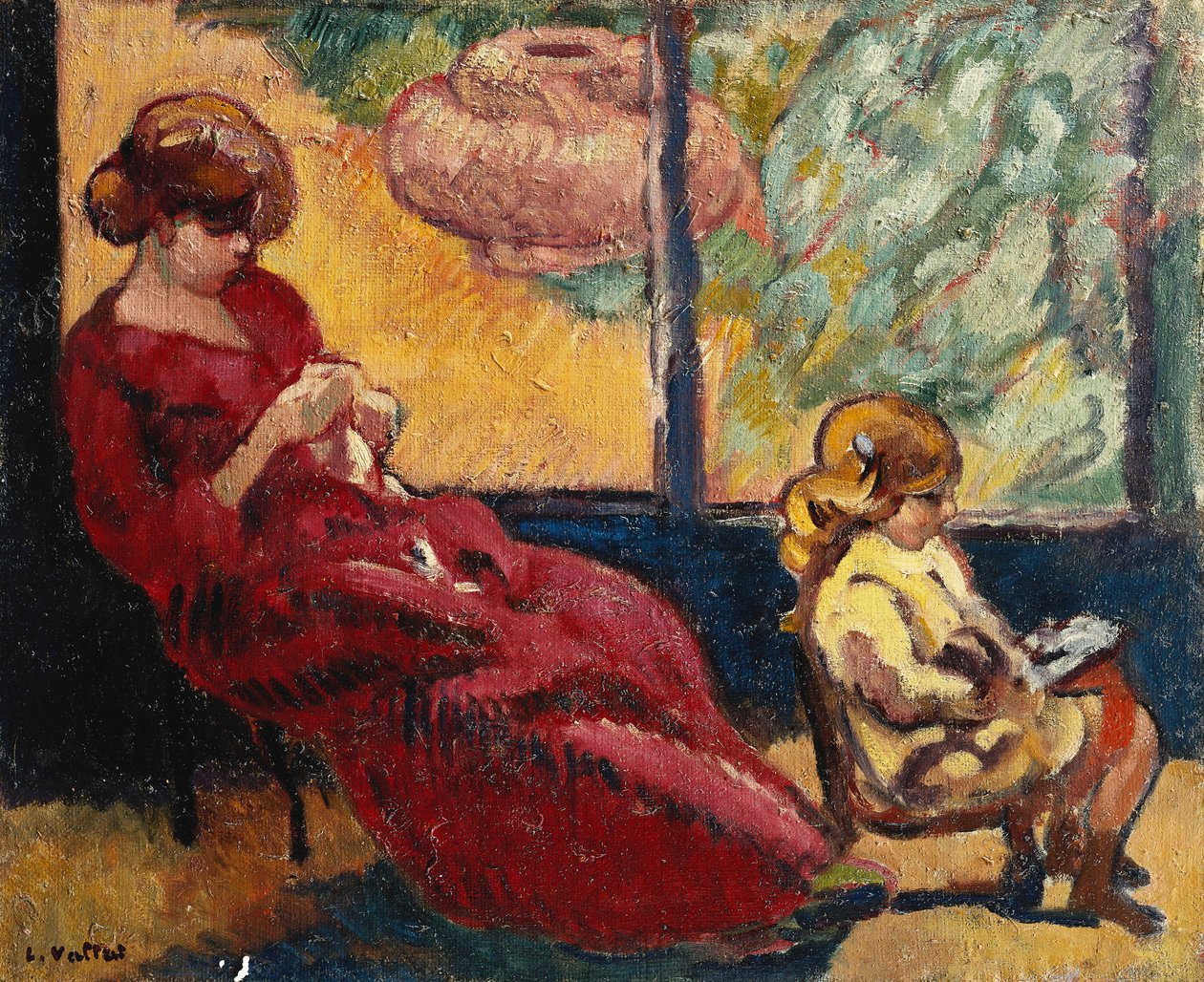 Bayan. Valtat Dikiş ve Oğlu Jean; Bayan Valtat Cousant ve Oğlu Jean by Louis Valtat