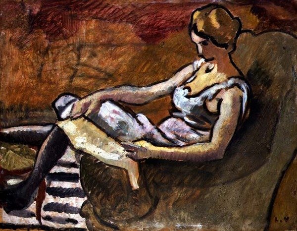 The Thinker, 1916 dolayları (panel üzeri yağlı boya) by Louis Valtat