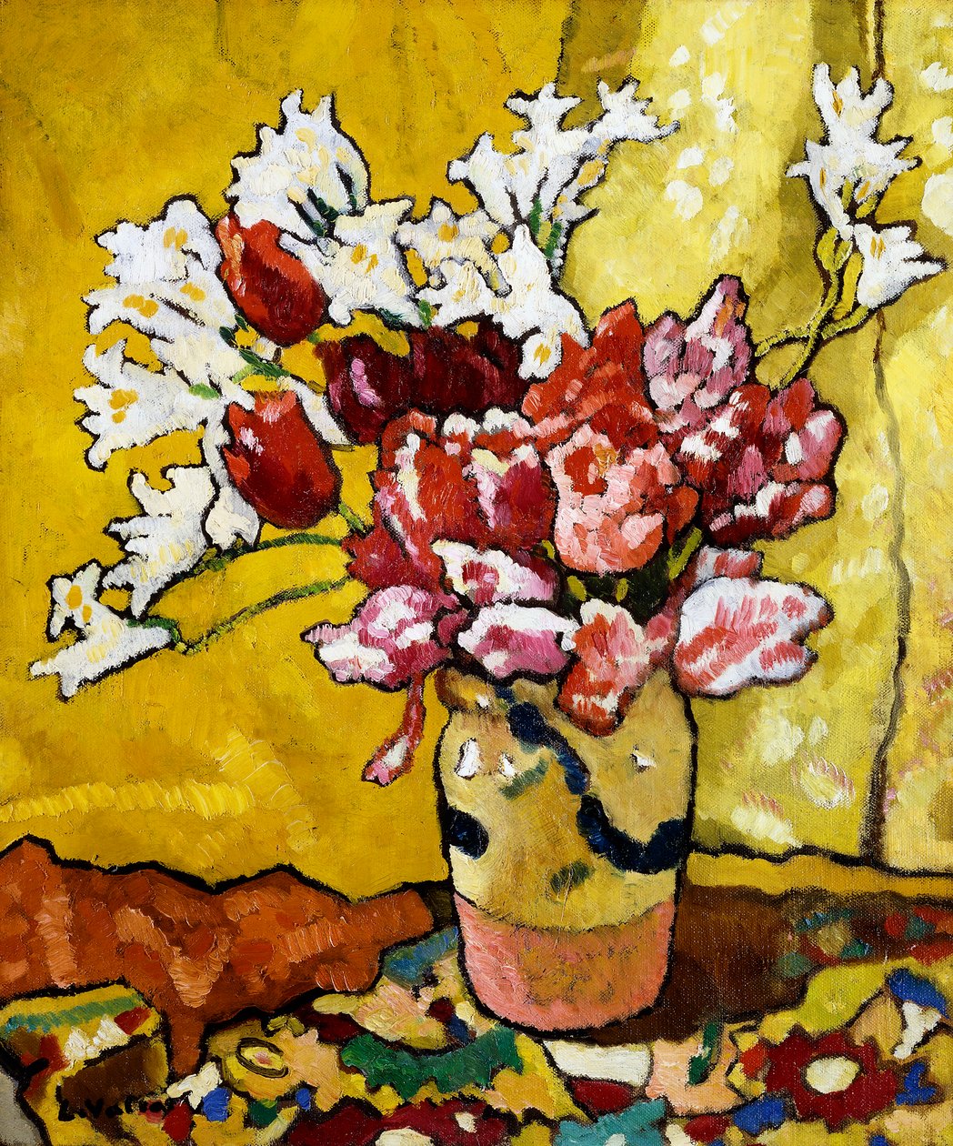Vazo, Laleler ve Beyaz Çiçekler by Louis Valtat