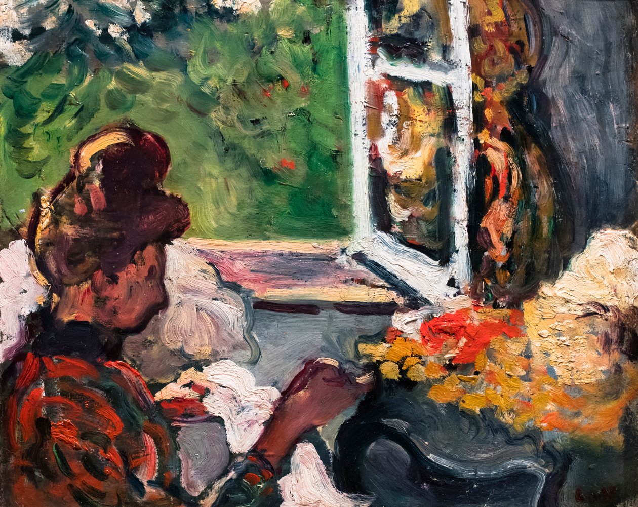 Pencere kenarında oturan kadın, detay, yaklaşık 1903 (karton üzerine yağlıboya) by Louis Valtat