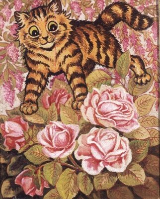 Gül Çalısında Saklanan Yavru Kedi by Louis Wain