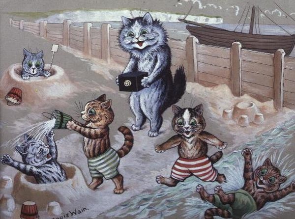 Denizde Yıkanan Kediler by Louis Wain