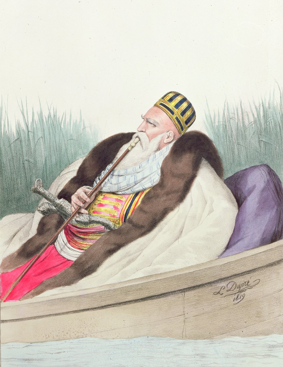 Ali de Tebelen (1741-1822), Pascha von Janina, Butrintosee#39;de doğaya uygun olarak araştırıldı by Louis after Dupre