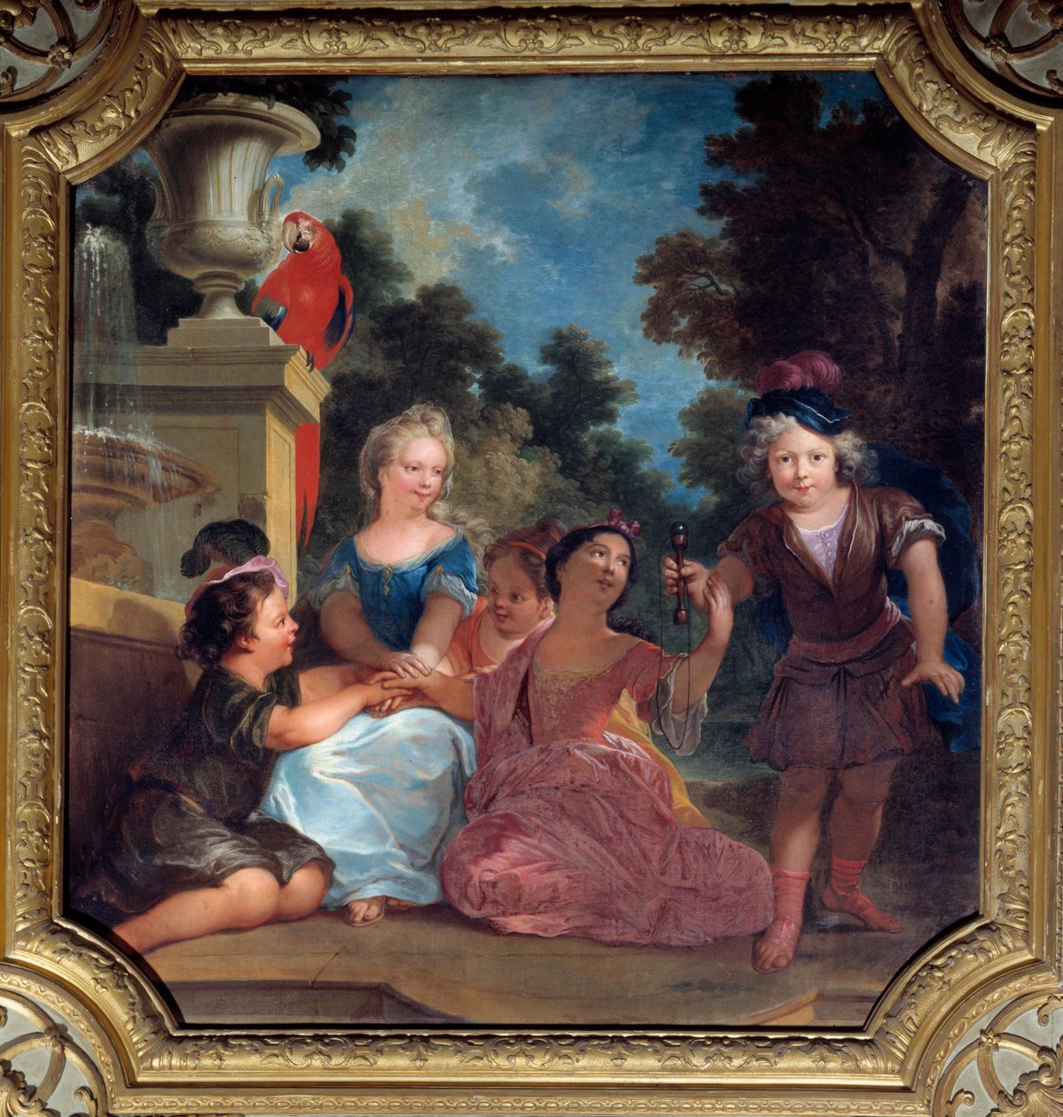 Bilboquet oynayan çocuk grubu Louis Boulongne le Jeune (1654-1733) 18. yüzyıl Paris, İtalya Büyükelçiliği tarafından resim by Louis de Boullongne